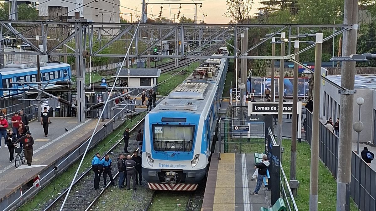 Formación de la Línea Roca detenida tras el accidente cerca de la estación de Lomas de Zamora
